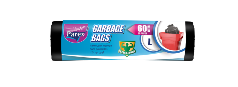 PAREX -  CLASSIC BLACK GARBAGE BAGS LARGE (20pcs - 65x80cm 60L)