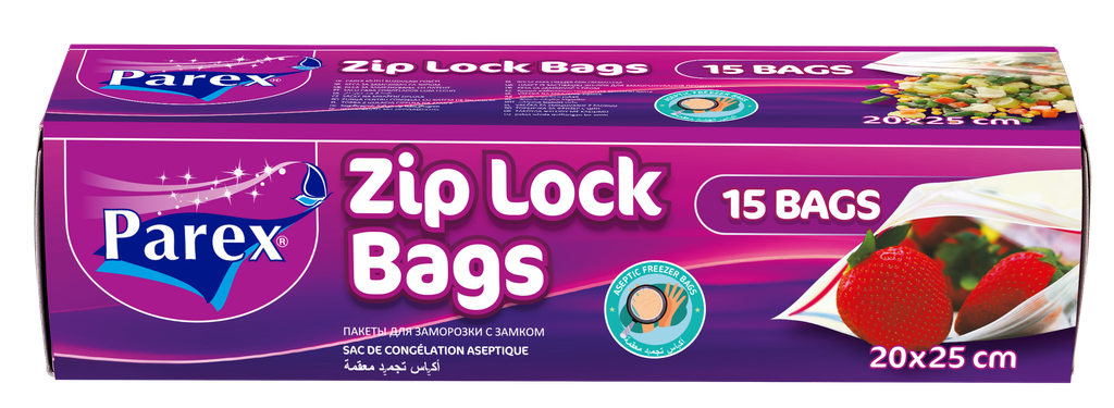 PAREX FREEZER BAG  ZIP LOCK (15 pcs)