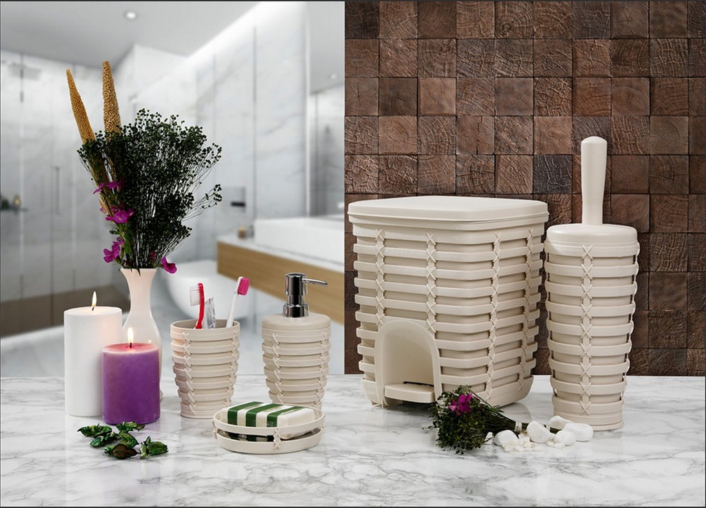 PALM BATHROOM SET / BEIGE