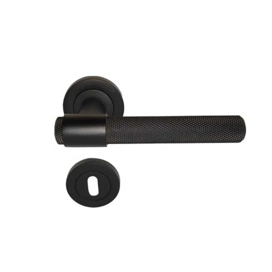 ZK62 PUNCH MAT BLACK ROS CYL DOOR HANDLE