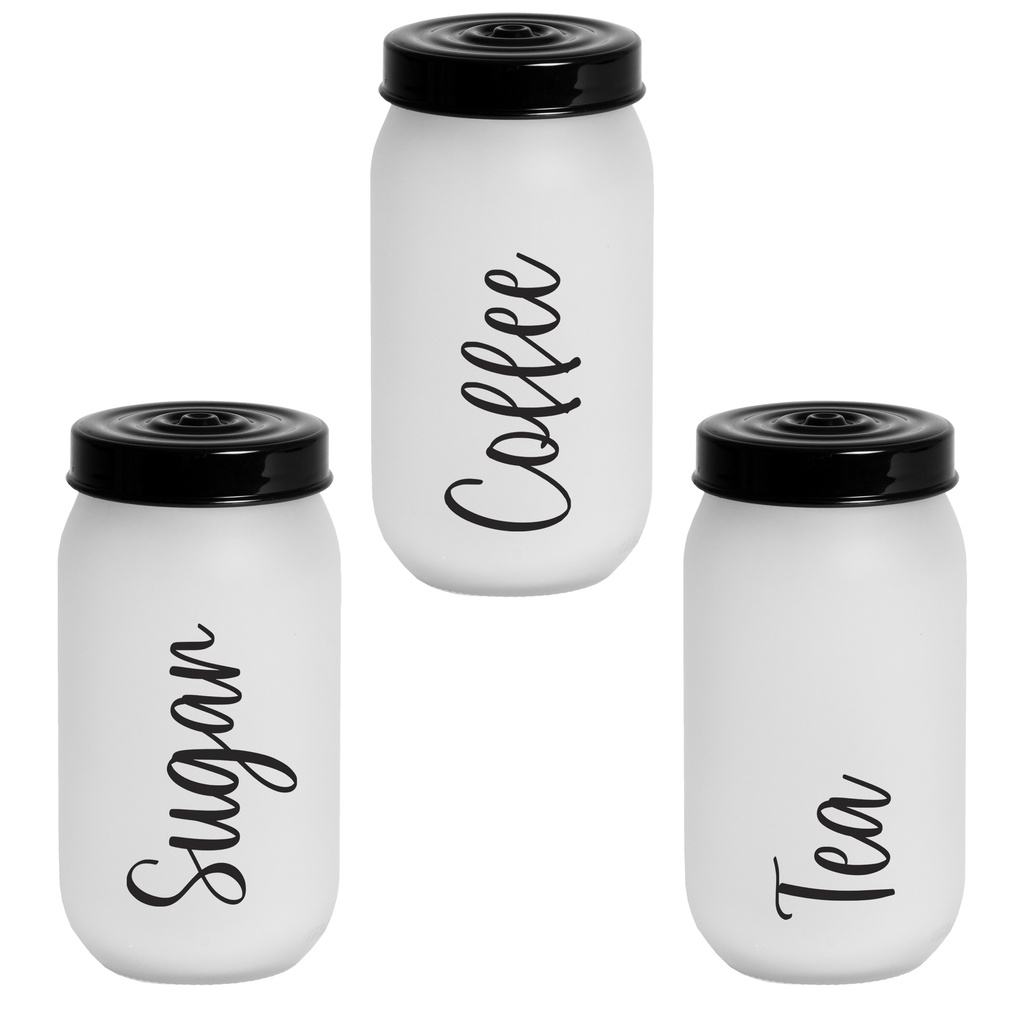 1 lt Decorated Canister-Ice Colour-Tea-Coffee-Sugar-Black