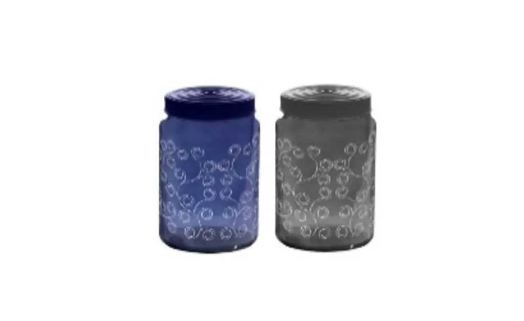 1,5 lt Decorated Jar-Dark Blue-Grey-Ivy Design