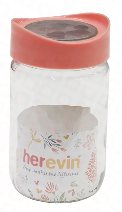 1 lt Canister-Transparent Cover-Peach-Green