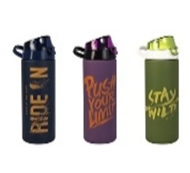 750 ml Decorated Soft Touch Water Bottle-PC-3 Pattern Mix
