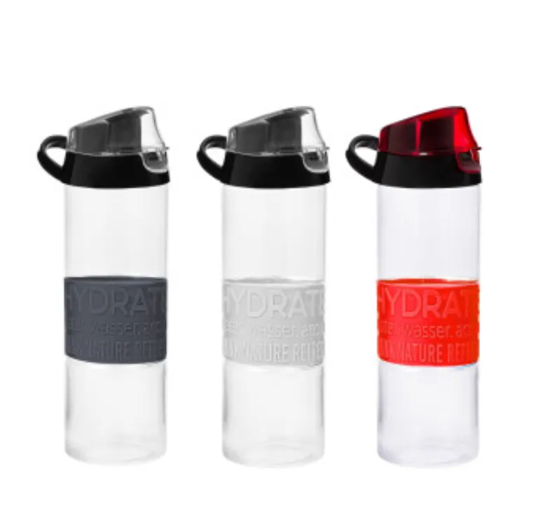 750 ml Soft Touch Water Bottle-Grey-White-Red