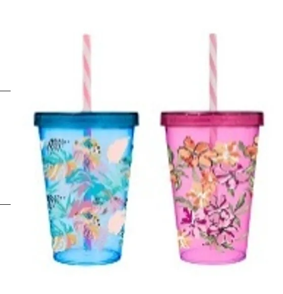 660 ml Decorated Tumbler with Straw-011P-012P-Mix