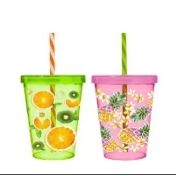 660 ml Decorated Tumbler with Straw-015P-020P-Mix