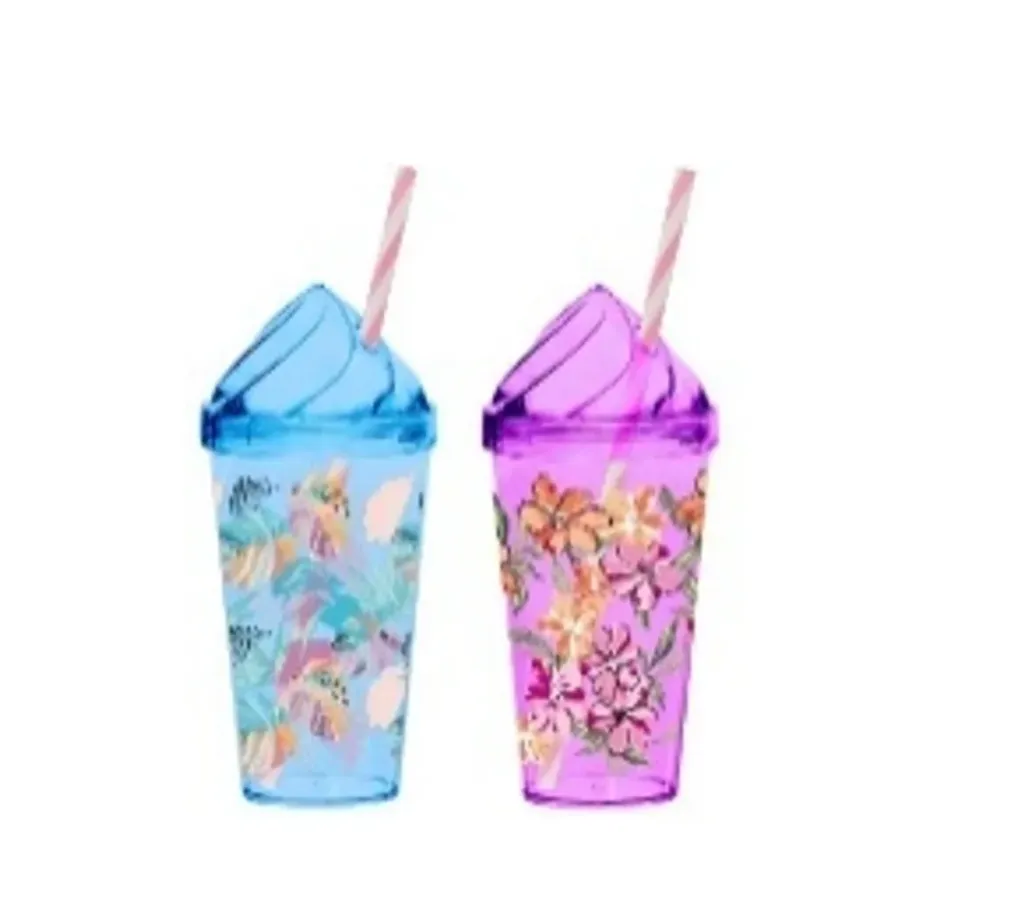 660 ml Decorated Tumbler with Straw-011-012-Mix