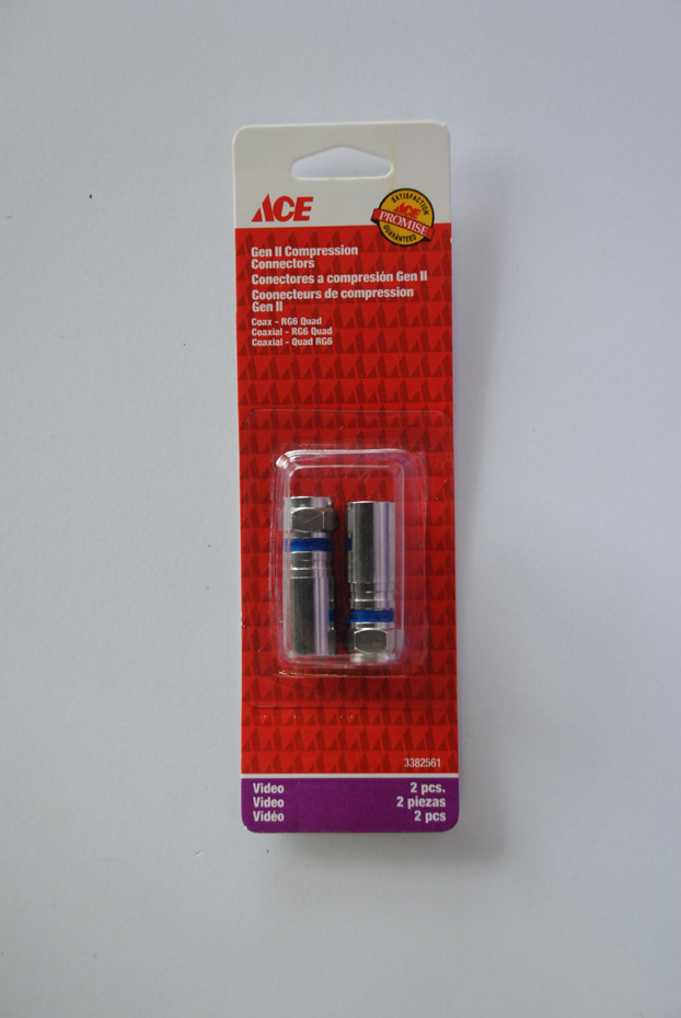 RG6 QUAD COMPRESSION CONNECOTRS 2PK ACE