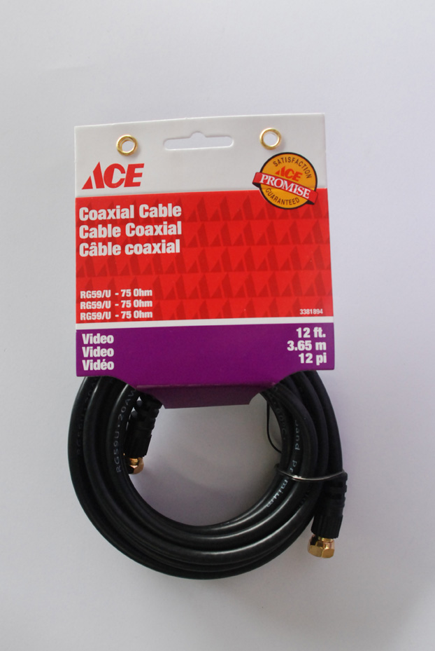 COAX CABLE RG59 12FT (365.76CM)BLACK ACE