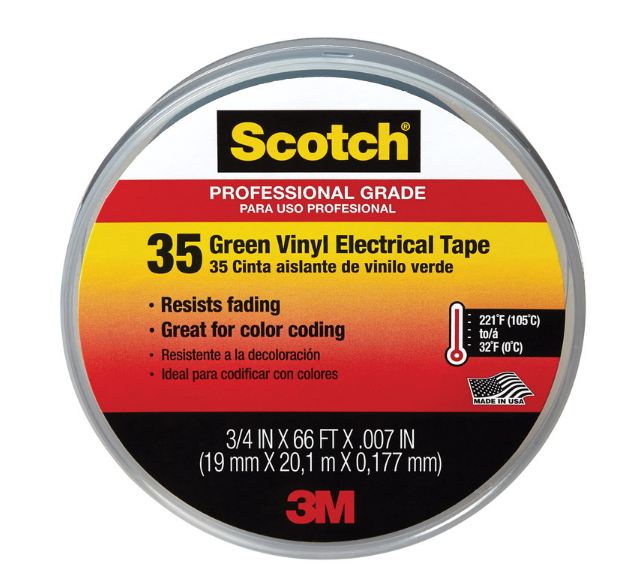 TAPE ELEC #35 3/4X66 GRN