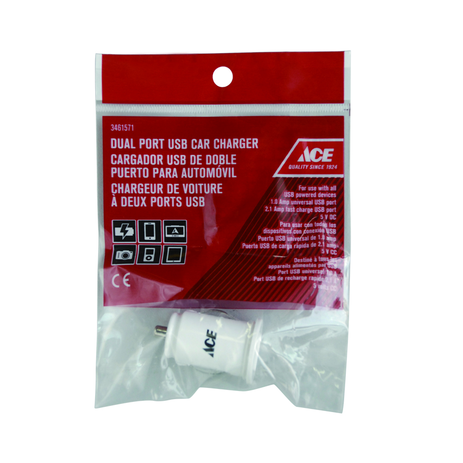 Usb Car Charger 1.0-2.1 Amp Ace