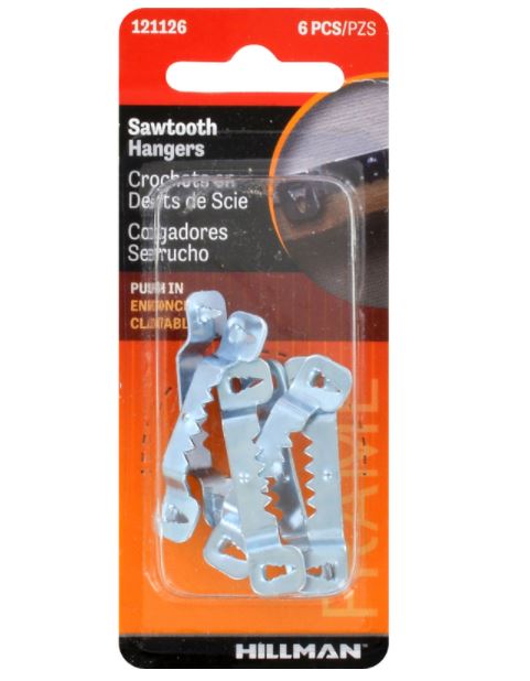 Hillman AnchorWire Steel Zinc Silver Push Pin Self-Leveling Hanger 6 pk Steel
