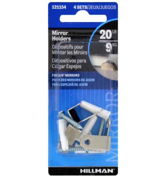 Hillman AnchorWire Silver Hidden Mirror Holder 20 lb. 2 pk