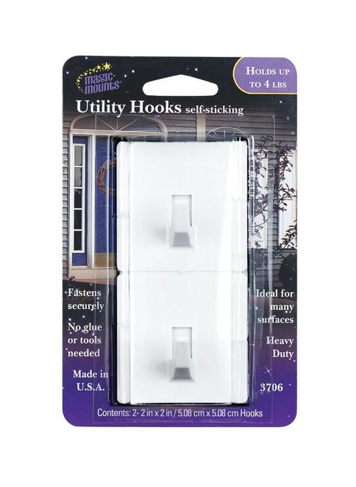 Magic Mounts Self Stick Metal Adhesive 4 lb. 2 pk Utility Hooks.