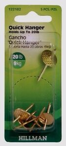Hillman AnchorWire Brass-Plated One Piece Quick Hanger 40 lb. 4 pk