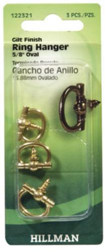 HILLMAN AnchorWire Antique Oval Ring Hanger Brass 2 pk 2 lb.