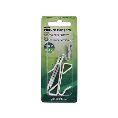 Hillman AnchorWire Steel-Plated White Standard Picture Hanger 100 lb. 2 pk