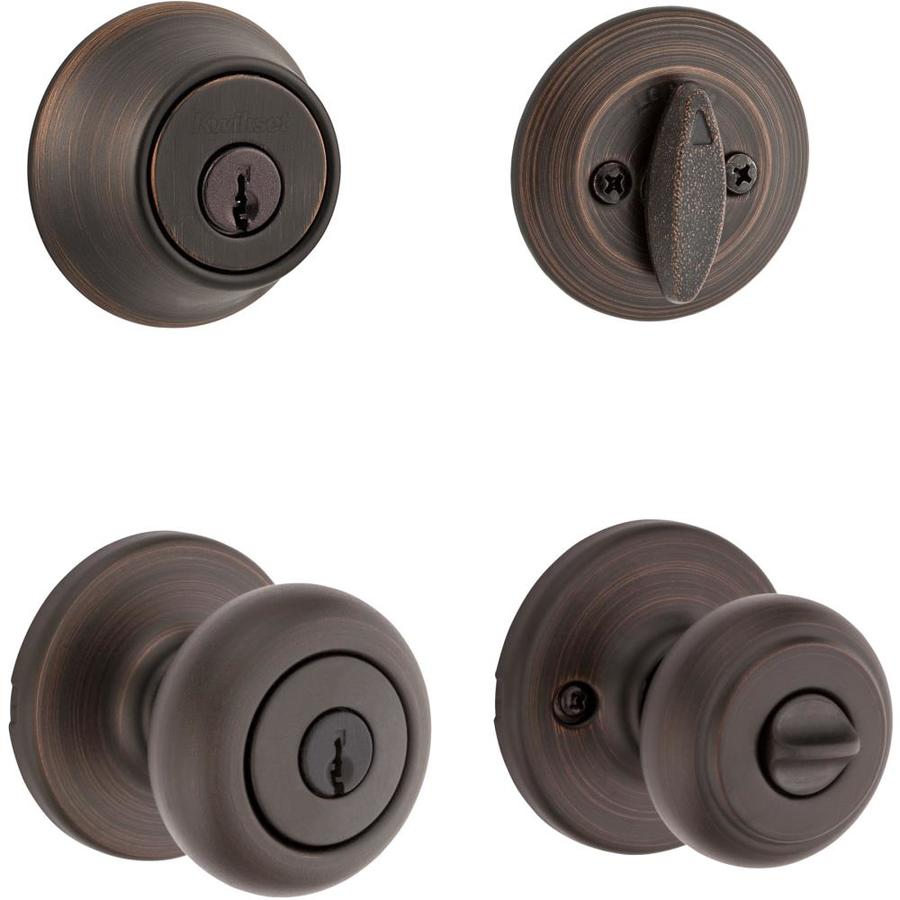 Kwikset Cove Venetian Bronze Knob and Single Cylinder Deadbolt ANSI/BHMA Grade 3 1-3/4 in