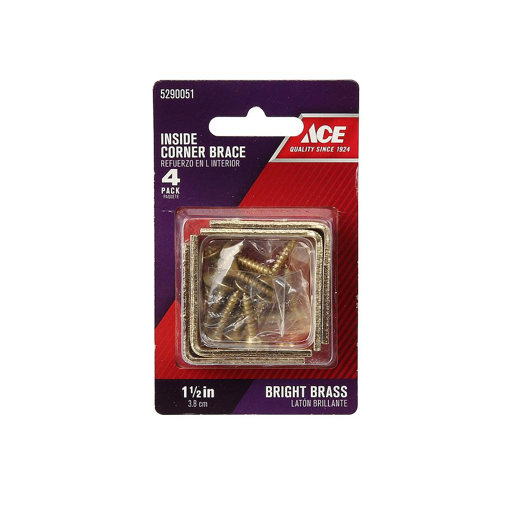 Inside L Corner Brace 1In X 1-2In (2.54Cm X 1.27Cm)Zinc Ace