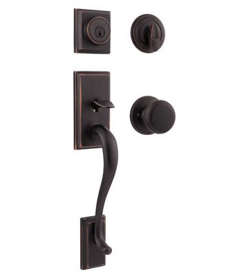 Kwikset Hawthorne/Juno Venetian Bronze Entry Handleset ANSI/BHMA Grade 1 KW1 1-3/4 in