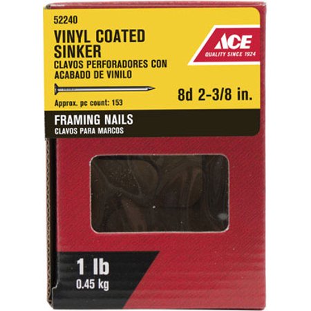 Ace 8D 2-3/8 in. Sinker Vinyl Nail Checkered 1 lb.