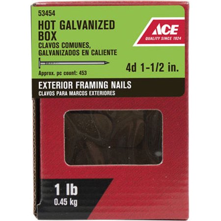 Ace 4D 1-1/2 in. Box Hot-Dipped Galvanized Steel Nail Flat 1 lb.