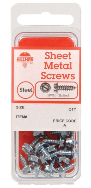 Hillman No. 8 x 1 in. L Slotted Hex Head Zinc-Plated Steel Sheet Metal Screws 10 pk