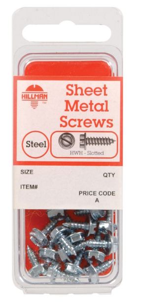 Hillman No. 10 x 1-1/2 in. L Slotted Hex Head Zinc-Plated Steel Sheet Metal Screws 6 1 pk