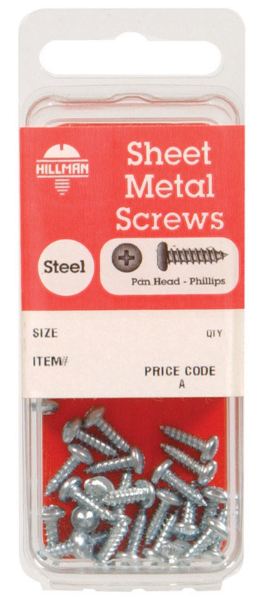 Hillman No. 4 x 1/2 in. L Phillips Pan Head Zinc-Plated Steel Sheet Metal Screws 25 pk