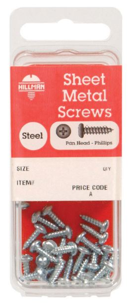 Hillman No. 6 x 1-1/2 in. L Phillips Pan Head Zinc-Plated Steel Sheet Metal Screws 12 pk