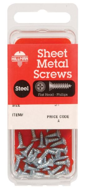 Hillman No. 12 x 1-1/2 in. L Phillips Flat Head Zinc-Plated Steel Sheet Metal Screws 8 pk