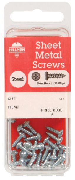 Hillman No. 4 x 3/8 in. L Phillips Pan Head Zinc-Plated Steel Sheet Metal Screws 25 pk