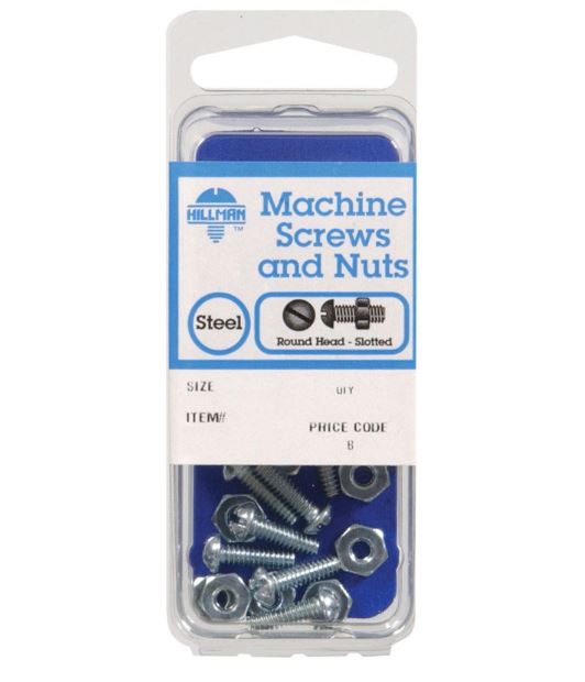 Hillman No. 8-32 x 2 in. L Slotted Round Head Zinc-Plated Steel Machine Screws 5 pk
