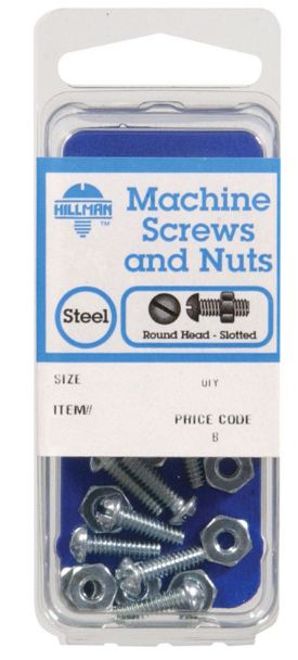 Hillman No. 8-32 x 1/2 in. L Slotted Round Head Zinc-Plated Steel Machine Screws 10 pk
