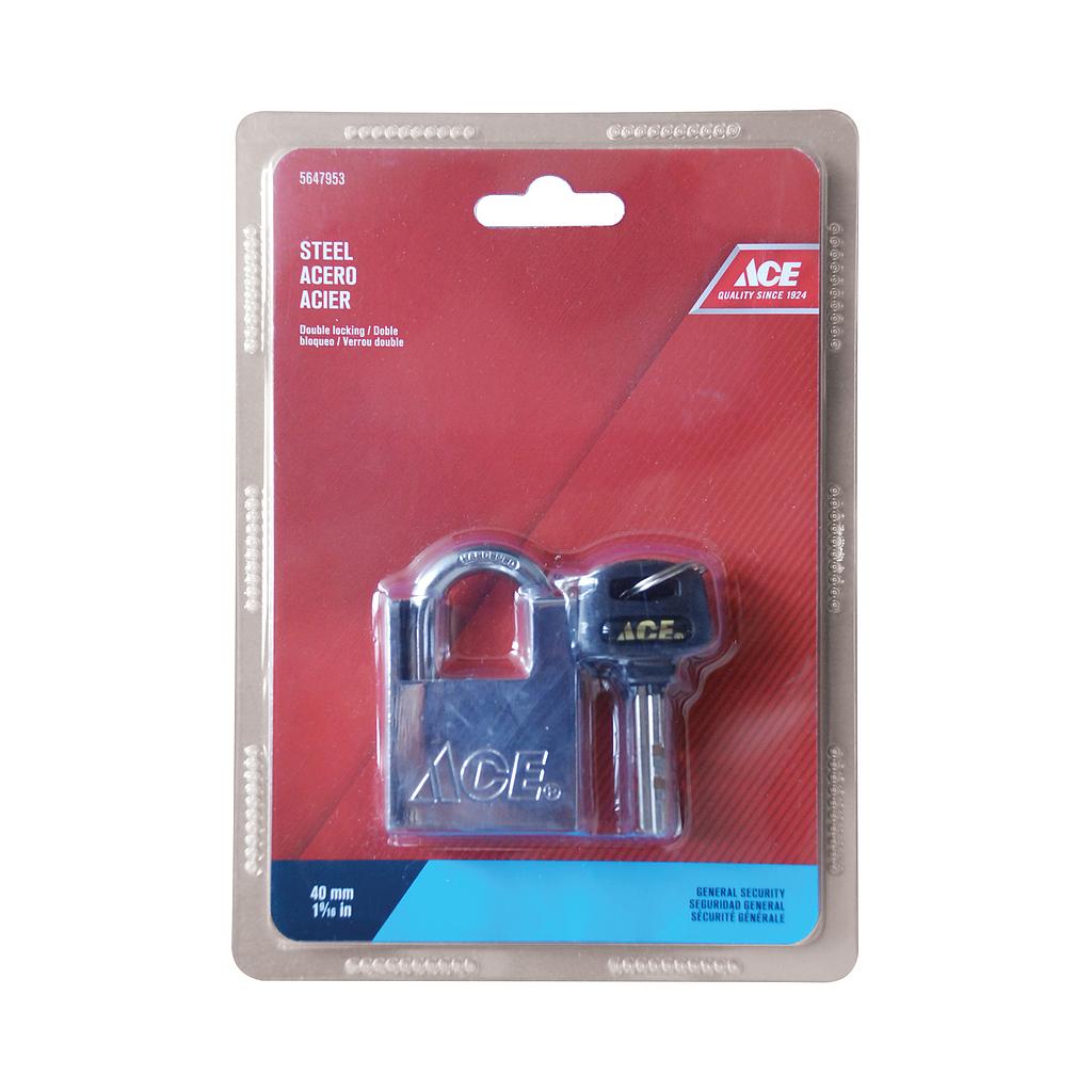 Padlock 40Mm (1 9-16In) Steel Ace.