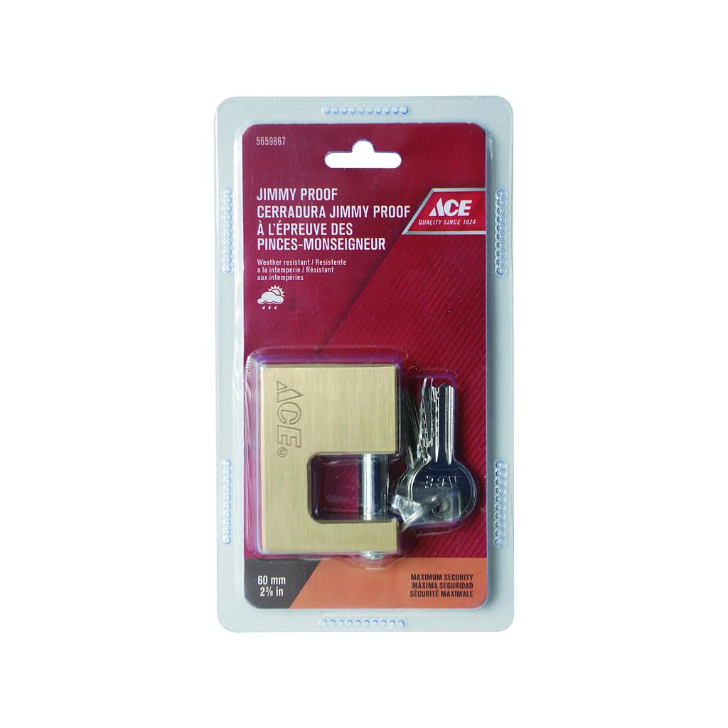 Ace Jimmy Proof Padlock 60Mm (2 3-8In) Brass.