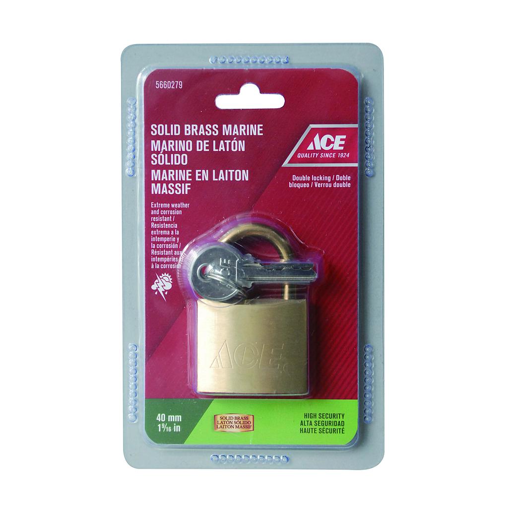 Marine Padlock 40Mm (1 9-16In) Brass Ace.