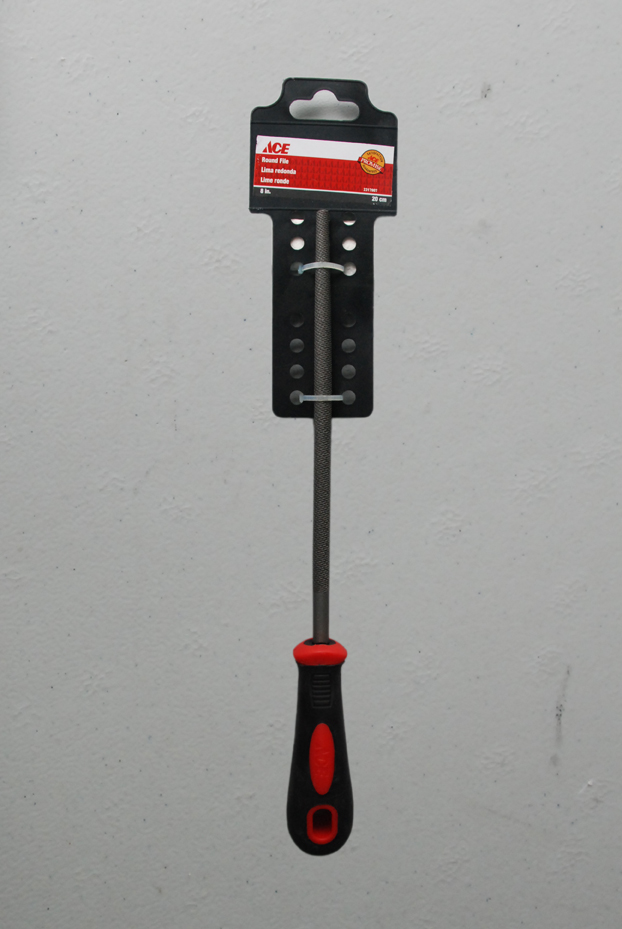 Bastard Single Cut Round File 8In (20Cm) Pp And Tpr Grip Ace.