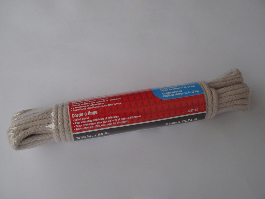 Clothesline Economy Braided Cotton 5Mm X 15M (3-16In X 50Ft), Light Load Natural Ace, Cancel