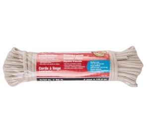 Clothesline All Purpose 5Mm X 15M (7-32In X 50Ft) Cotton Natural Ace