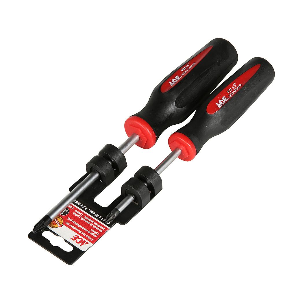 2 Piece Pozi Screwdriver Set (#1 X 75Mm #2 X 10Cm)