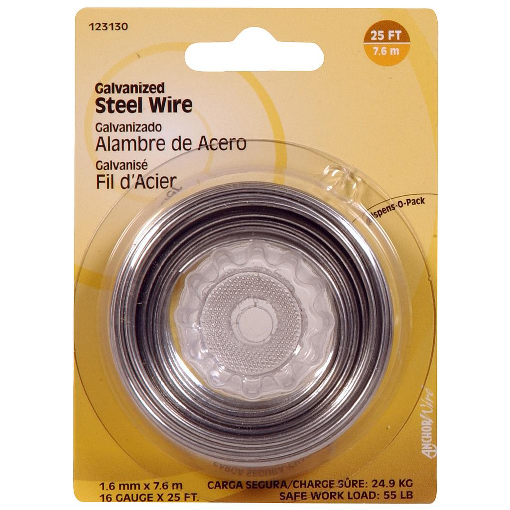 Hillman 25 ft. L Galvanized Steel 16 Ga. Wire