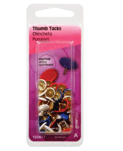 Hillman Assorted Push Pins 40 pk