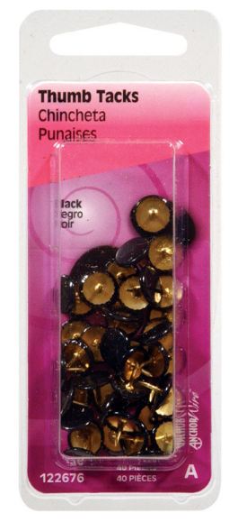 Hillman Black Push Pins, 40 pk