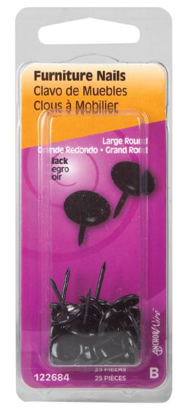 Hillman Large Brass-Plated Black Brass Furniture Nails 25 pk