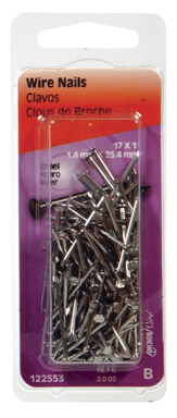 Hillman 17 Ga. x 1 in. L Bright Steel Wire Nails 1 pk 2 oz.