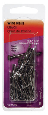 Hillman 16 Ga. x 1-1/4 in. L Bright Steel Wire Nails 1 pk 1.75 oz.