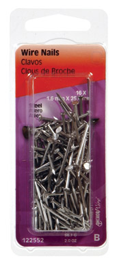 Hillman 1 in. Wire Bright Steel Nail Flat