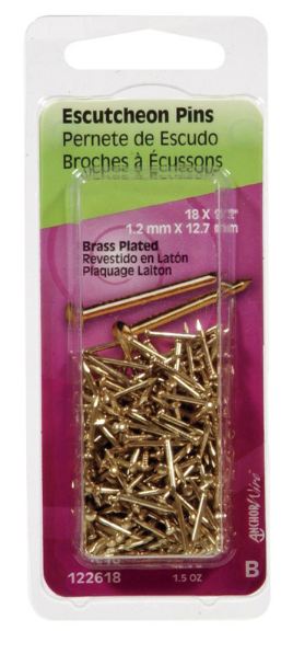 Hillman 18 Ga. x 1/2 in. L Brass-Plated Steel Escutcheon Pins 1 pk 1.5 oz.